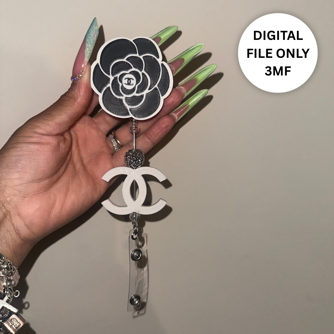 Designer-Inspired CC Badge Reel – Digital 3MF File Only (Copy) + Charm