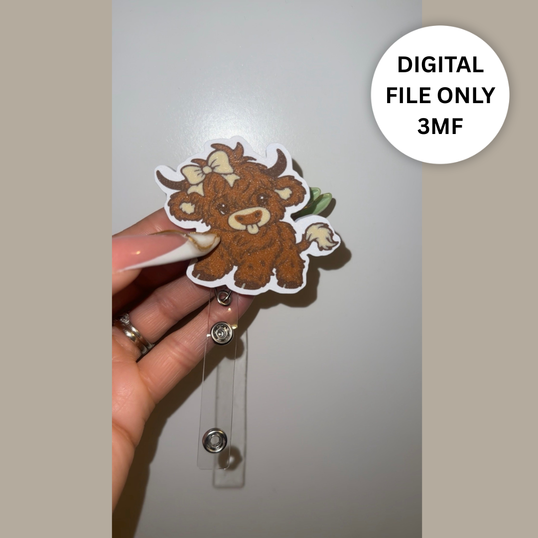 Cow Badge Reel – Digital 3MF File Only
