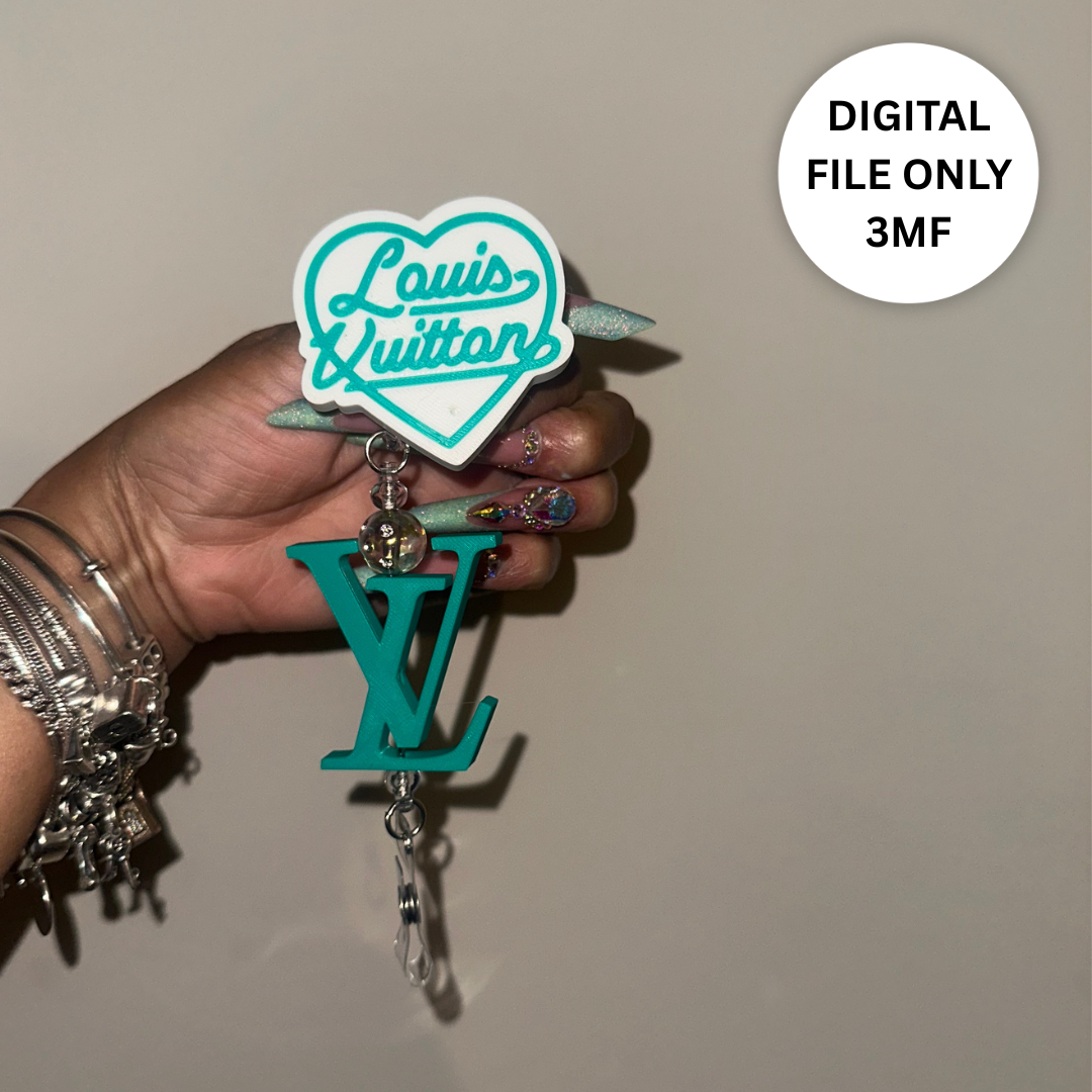 Designer-Inspired LV Badge Reel 2 – Digital 3MF File Only (Copy) + Charm
