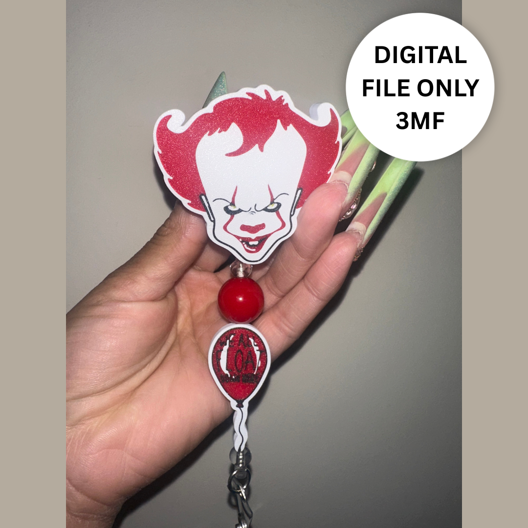 Clown Horror Mask Badge Reel – Digital 3MF File Only
